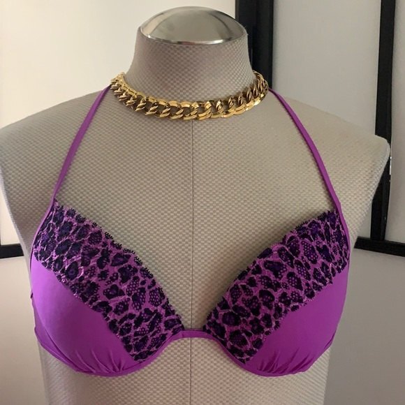 PINK Victoria’s Secret Animal Print Size Medium Bikini Top ONLY Beach Resort Y2K - Picture 1 of 12
